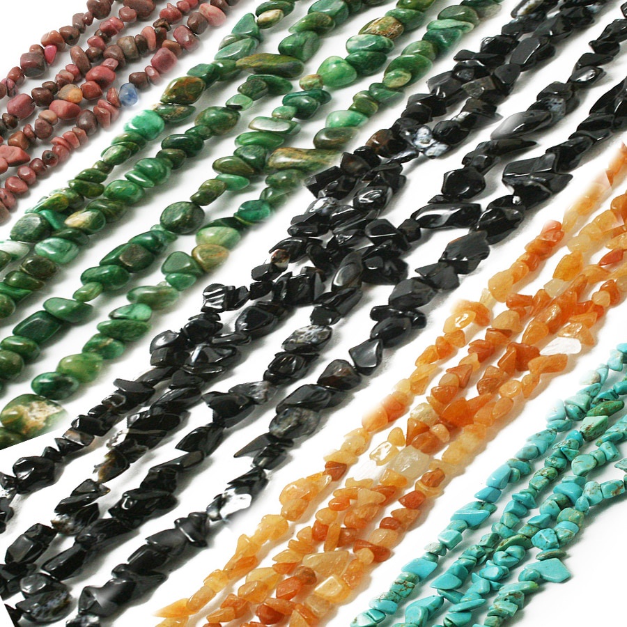 Manik-manik Bagus 5-8 Mm Alami  Gaya Bahan Batu Bentuk Bebas Kerikil Longgar Chip Manik-manik Strand  80CM Perhiasan Gelang dan Kalung