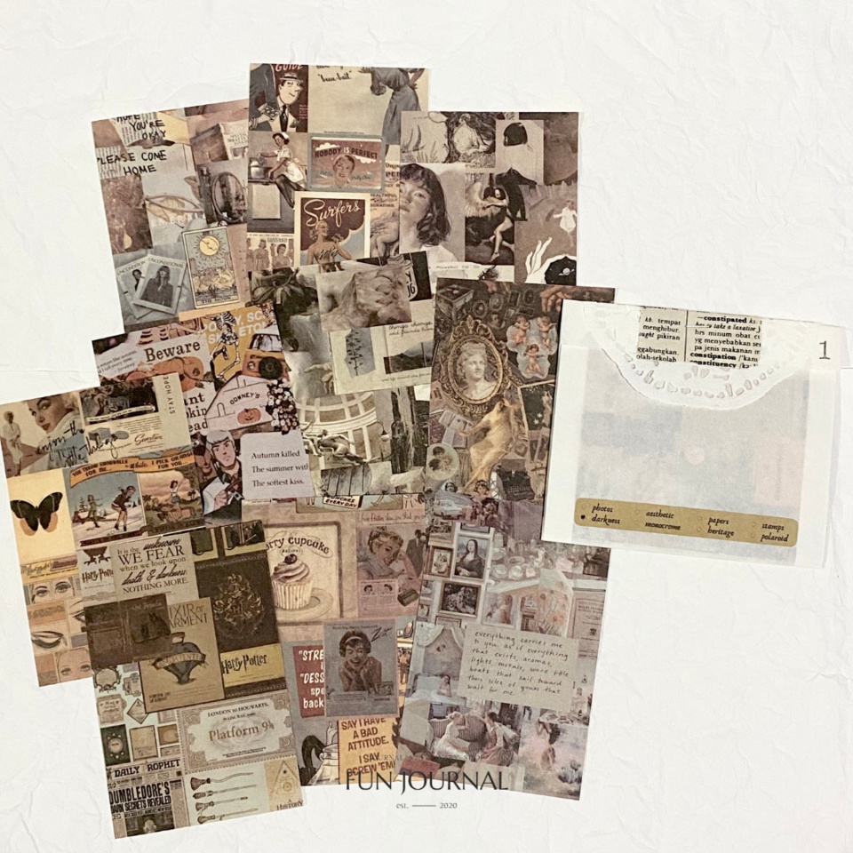 

COLLECTION OF PIECES VINTAGE DECORATION PAPER UNTUK JURNAL JOURNAL PLANNING BUJO SCRAPBOOK DIY