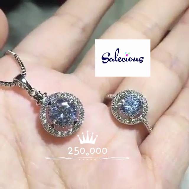 Kalung cincin lapis emas zircon italy asli