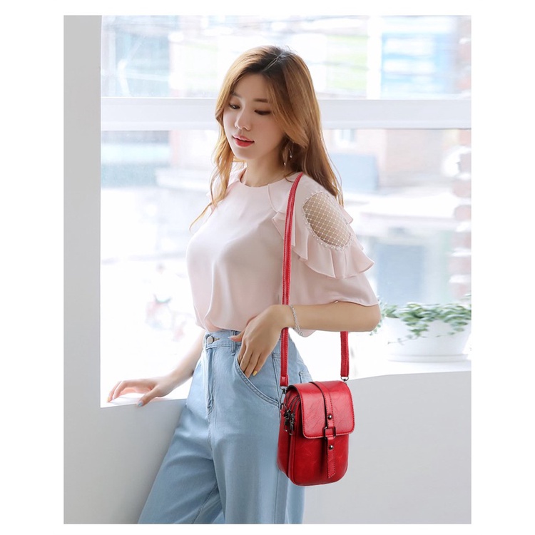 Satu7an T238 Tas Selempang Wanita Mini Tas Pocket Tempat Hp Fashion Style Korea Tas Import Sling Bag Women PU