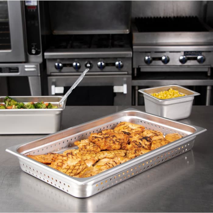 LUBANG Perforated Food pan prasmanan Stainless ukuran 1/1 tinggi 6.5CM