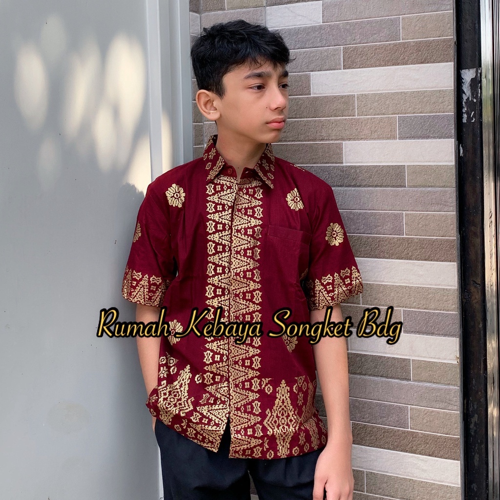 KEMEJA ANAK  MOTIF ASHANTY SONGKET NIA HIJAU HITAM MARUN NAVY ADELIA/COUPLE SONGKET RUMAH KEBAYA BANDUNG RUMAH SONGKET BANDUNG