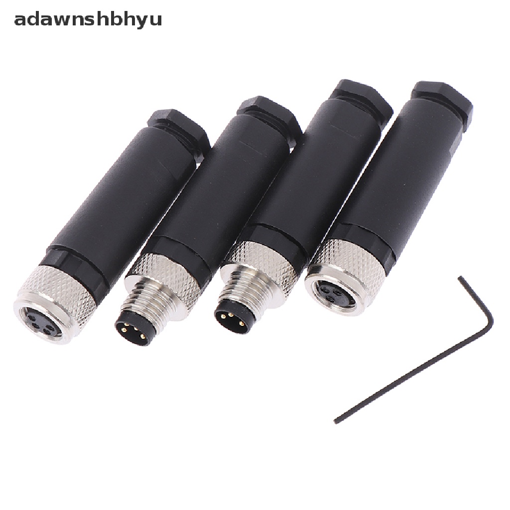 Konektor Sensor adawnshbhyu 1Pc M8 3/4 Pin Male/Female Colokan Sudut Lurus