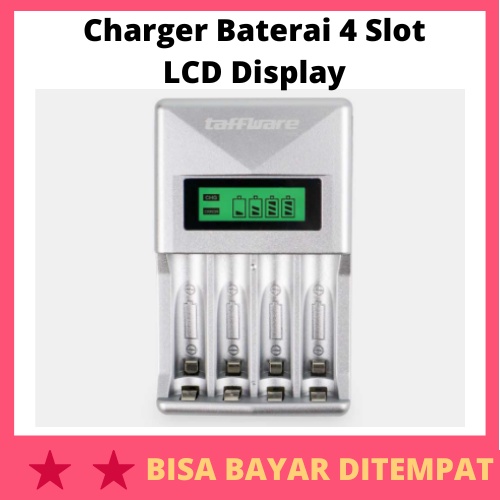Charger Baterai 4 Slot LCD Display for AA AAA NiMh NiCd / Alat Charger Charge Carjer Ces Cas Casan I