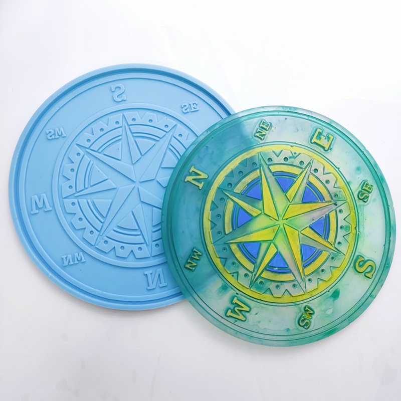 SIY  Compass Resin Coaster Mold Silicone Jewelry Tray Epoxy Resin Casting Mold