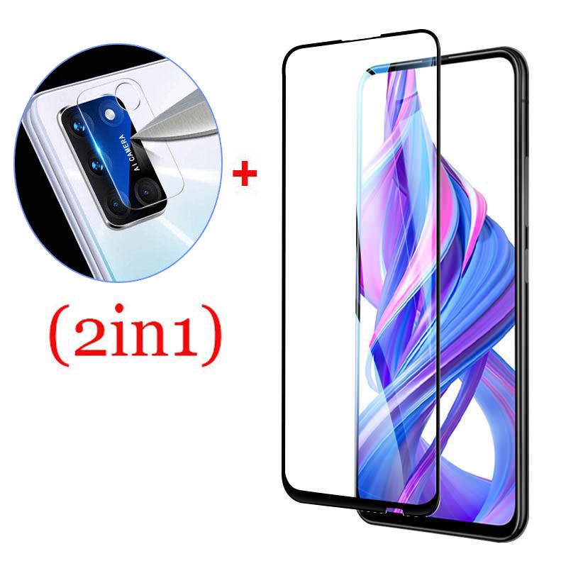 Pelindung Layar Tempered Glass 2 In 1 9d Bening Transparan Untuk Oppo A52/A92 Reno 3 Pro Realme C11 C15 6i 5i C3 A31 2020