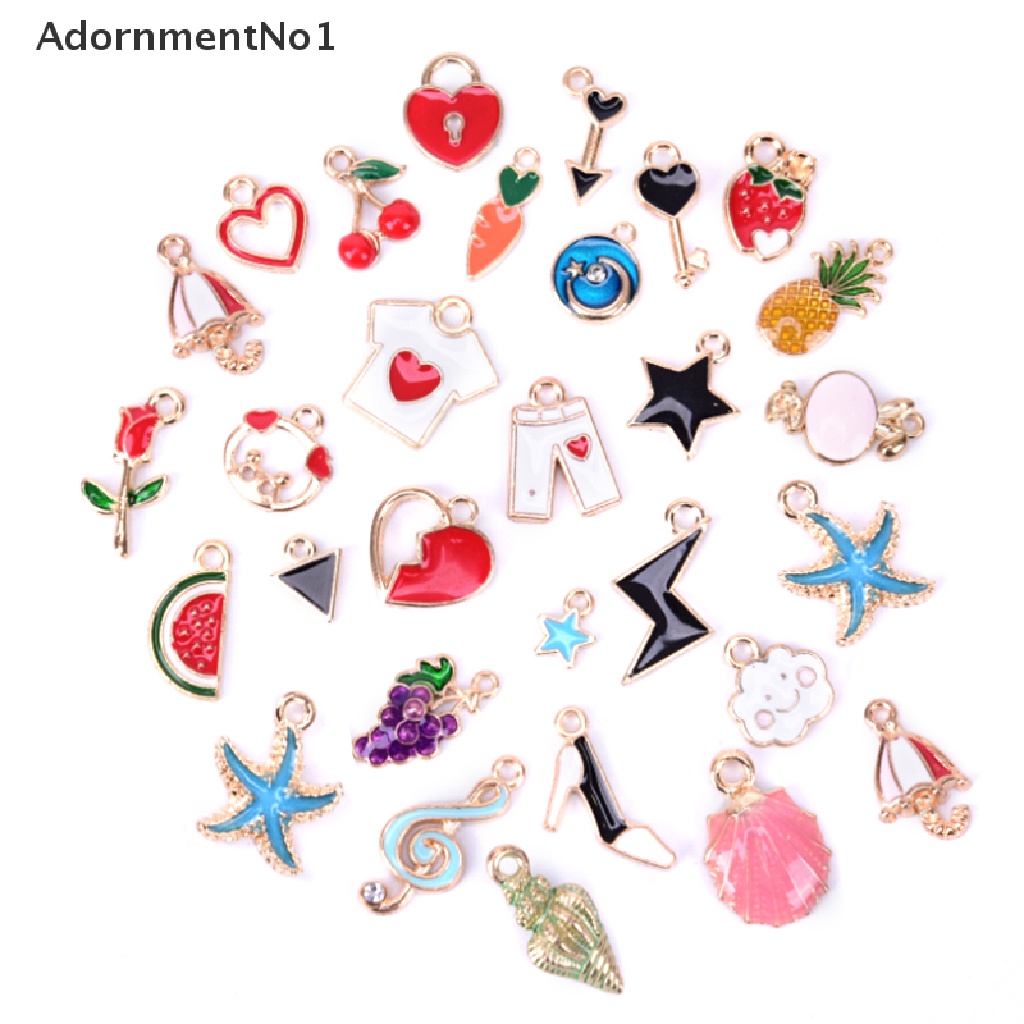 (AdornmentNo1) 30pcs / lot Liontin Enamel Alloy Aneka Bentuk Warna-Warni Untuk Kerajinan Tangan DIY