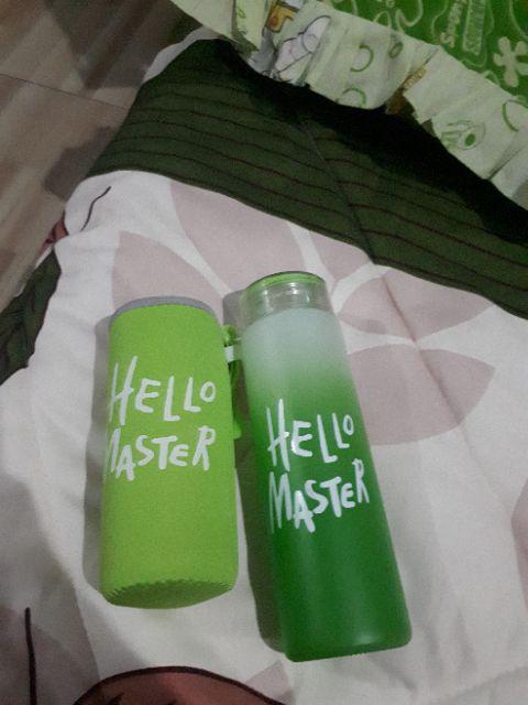 Botol Kaca Hello Master 480 Ml + Pouch Busa / Sarung Busa