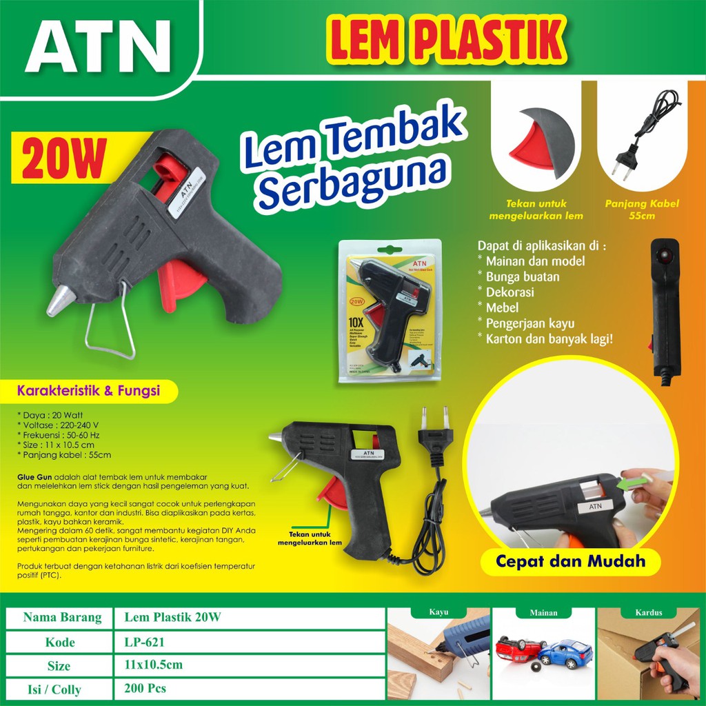 

COD-PROMO PAKET alat lem tembak +SAKLAR 20W/40W + gratis lilin 4 buah (Glue Gun )