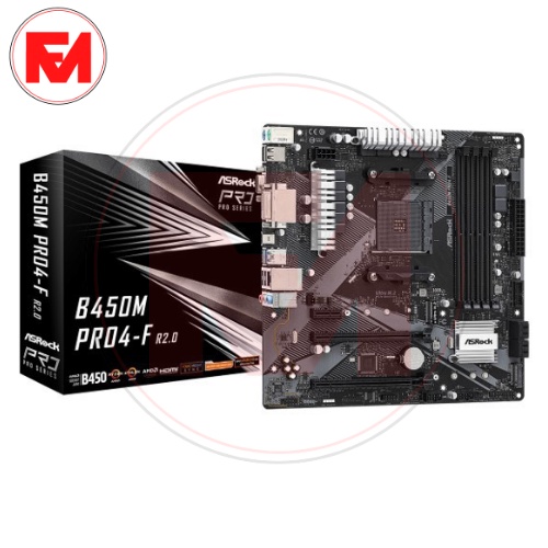 Motherboard ASROCK B450M Pro4-F R2.0 | AMD B450 AM4 Micro ATX | GARANSI RESMI 3 TAHUN | FANCY_MAKASS