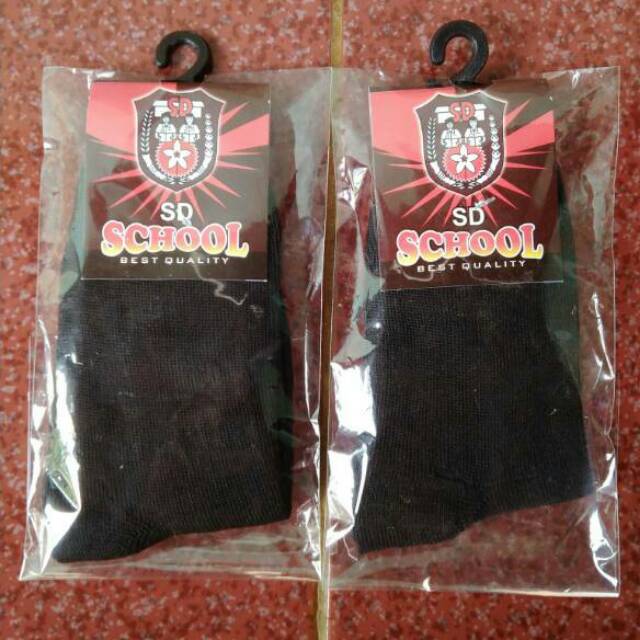 kaos kaki sekolah hitam polos SD sebetis spandek polyester harga perpasang