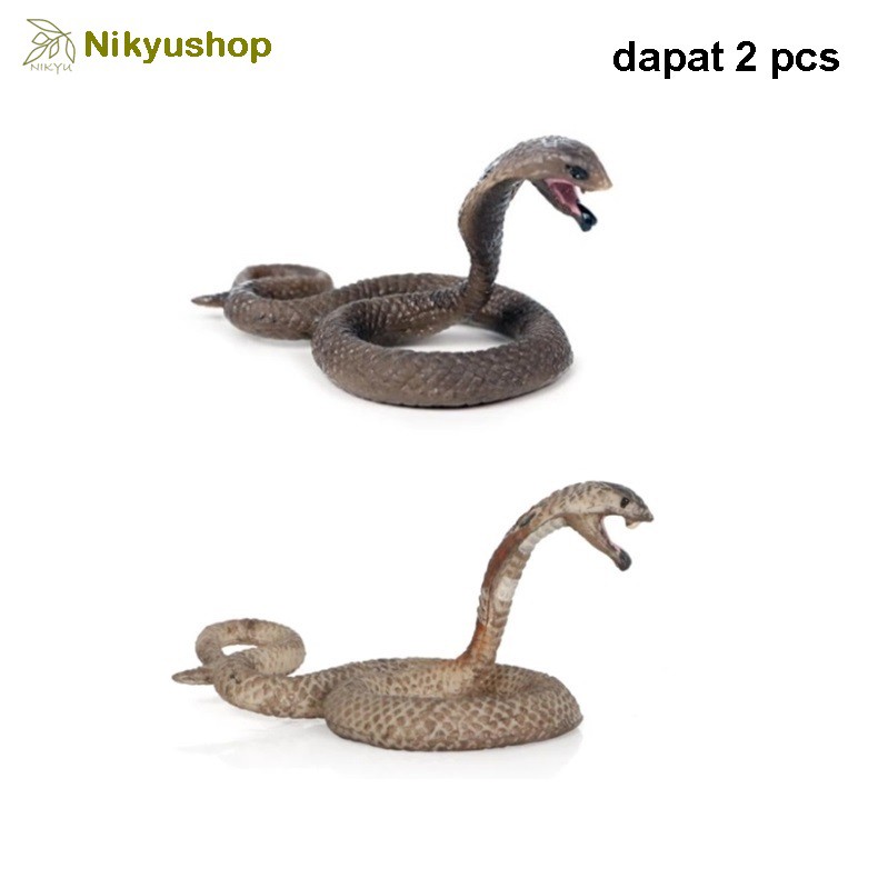 [Nikyushop] 2Pcs Mainan Edukasi Pajangan Miniatur Hewan Cobra Snake Ular Kobra Animal Figure