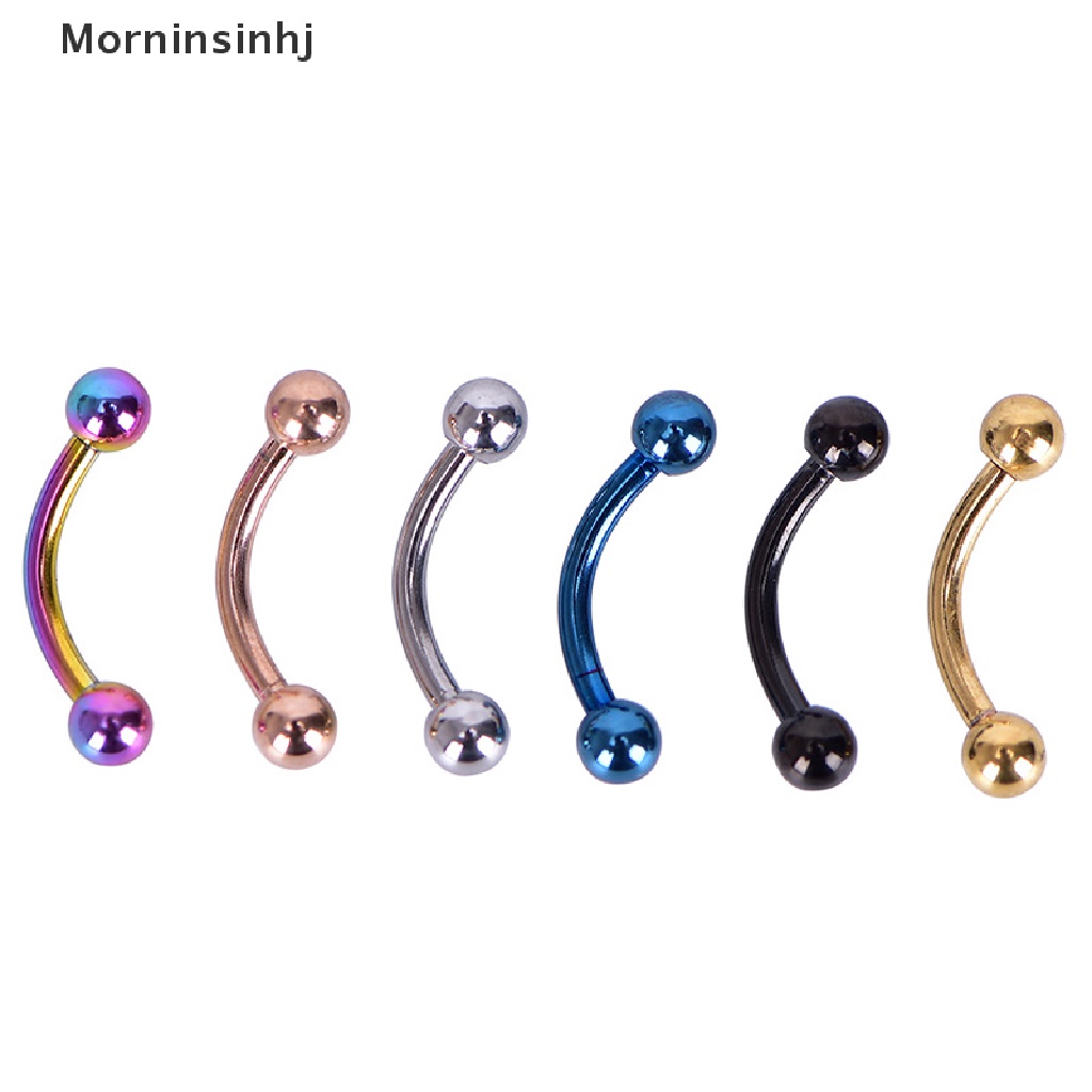 Mornin 12Pcs / Set Anting Tindik Alis / Bibir / Tubuh Model Barbel Lengkung Untuk Wanita