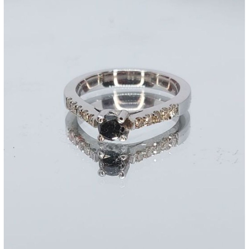 cincin Soliteir Berlian Hitam mix berlian Eropa