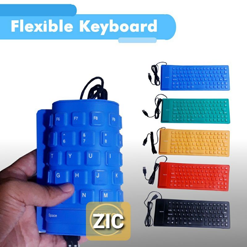 KEYBOARD FLEXIBLE KARET USB BISA DIGULUNG, KEYBOARD GULUNG KABEL USB