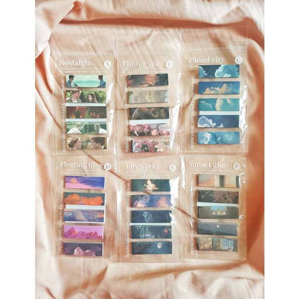 

[DUMBLE] STICKY NOTE 100 PCS/LOT AESTHETIC JOURNAL BUNGA/GUNUNG/AWAN/OMBAK/BULAN / FILM