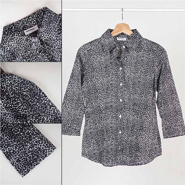 Kemeja Wanita- Leopard Quarter Long Sleeve [CG-NYC 02]-CG-NYC 02 BLACK TUTU