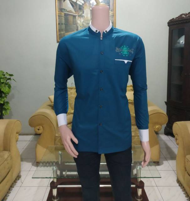 Baju Koko Pria Muslim Gus Azmi Syubbanul Muslimin Kombinasi Hadroh Azzahir Hilwa Ala Santri Modern