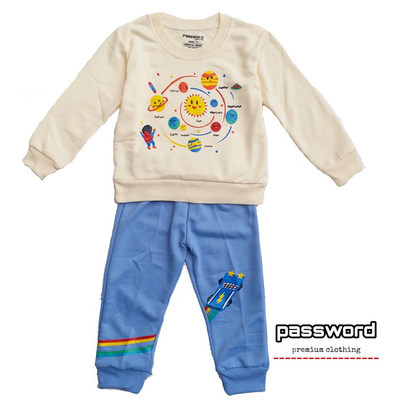 HappyOliver PASSWORD PLANET Setelan Sweater 1 - 7 Tahun Baju Anak BerKualitas