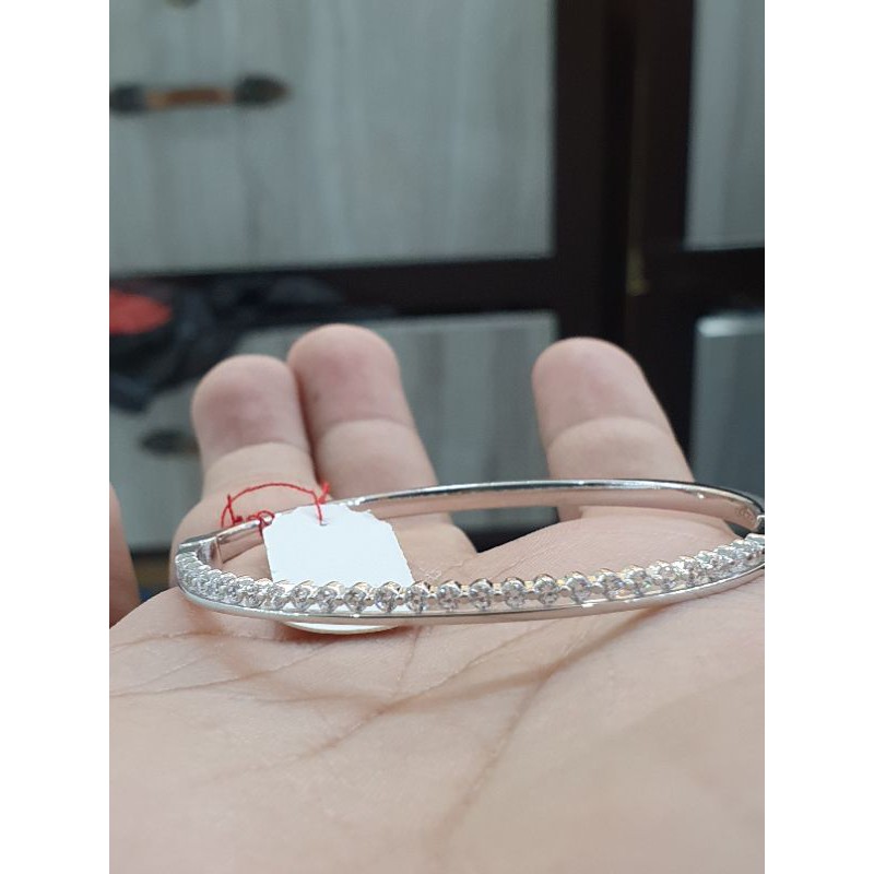 gelang bangle emas putih model listring polos