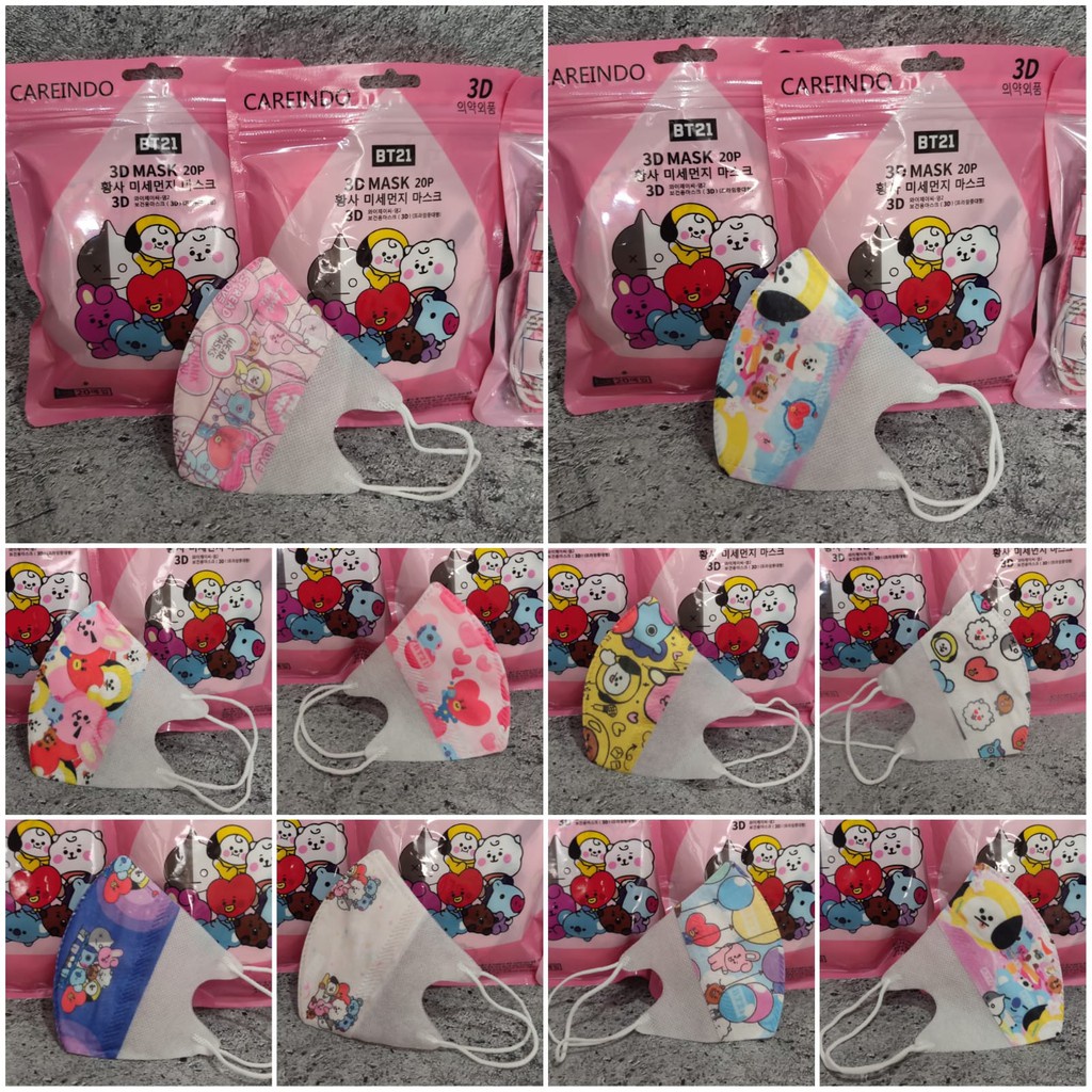 Masker Duckbill Anak  BT21/ BT21 DUST MASK / 1 pack isi 20 pcs