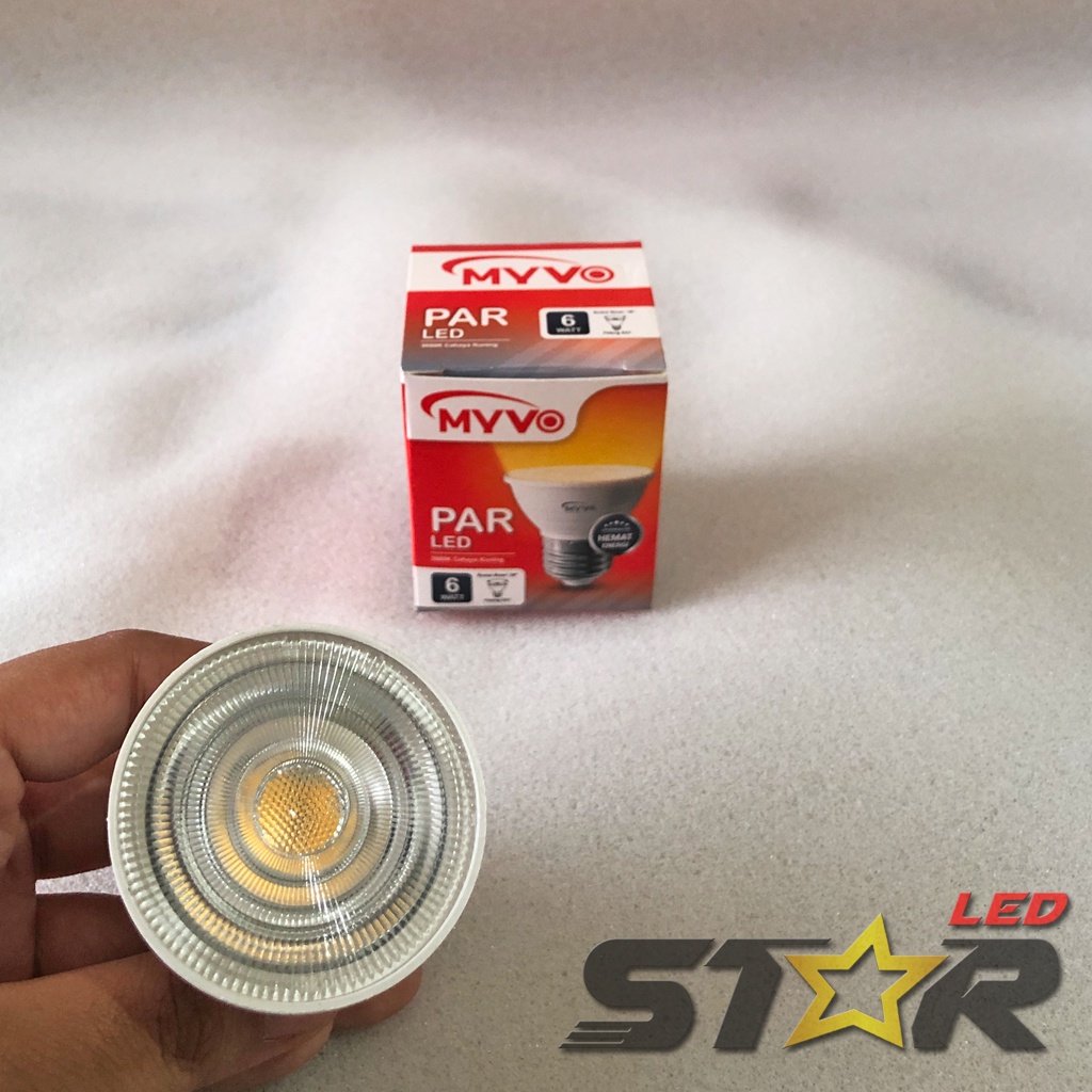 MYVO LAMPU PAR LED SOROT 6 WATT MHL 01 LAMPU DEKORASI SPOT 6W WARNA KUNING WARM WHITE TERMURAH IRIT TAHAN LAMA STAR LED