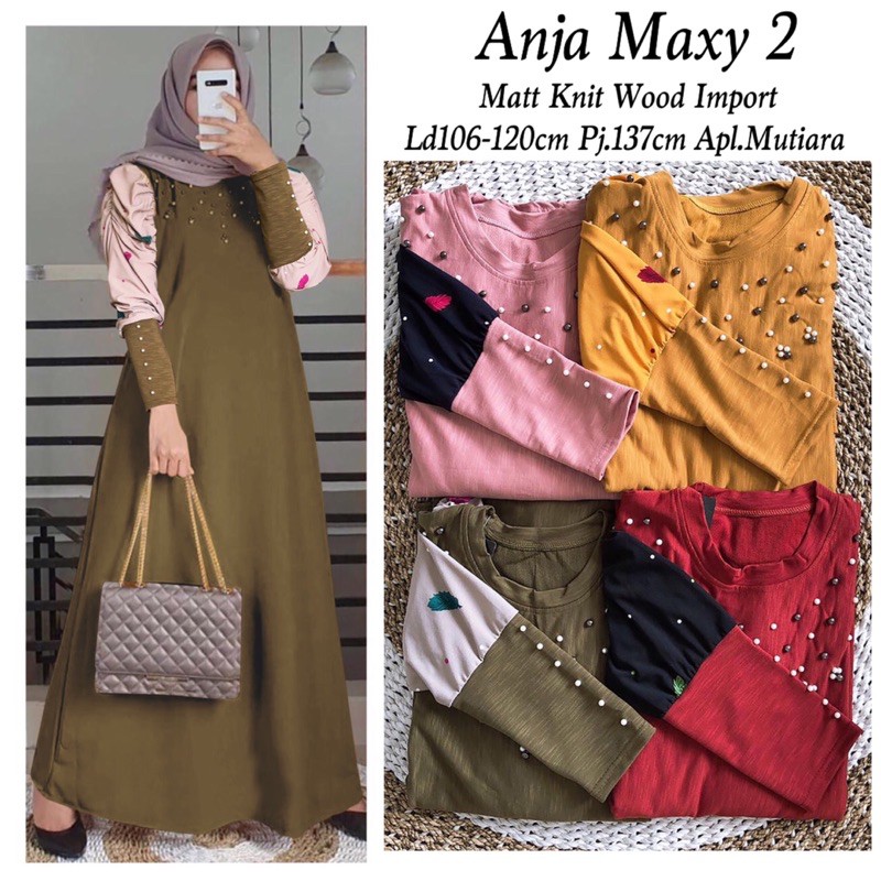 Anja Maxy 2 - Gamis Kaos Slup import / Wooded Maxy Premium LD103 / R.7 - 219-5640