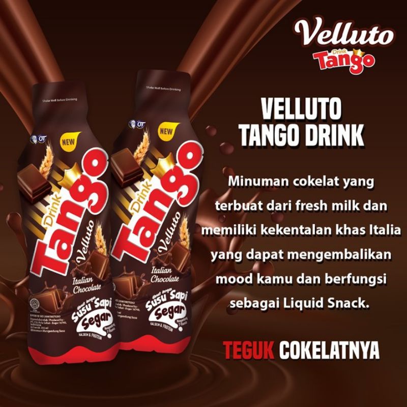 TANGO Drink Veluto Choco Susu Cokelat Tango Coklat Italia Botol 250 ml