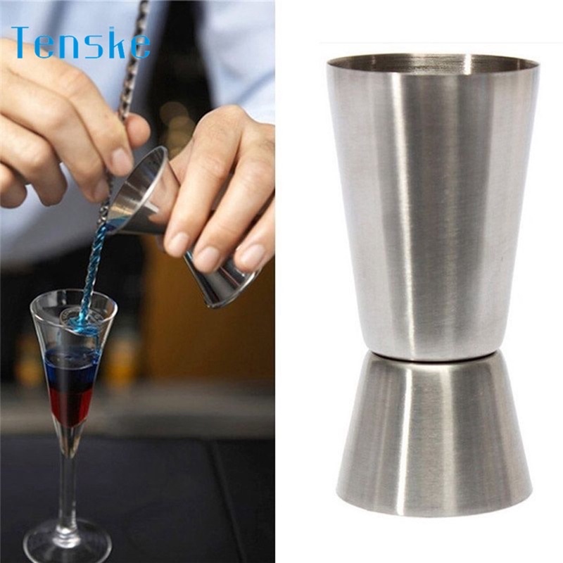 One Two Cups Gelas Ukur Bartender Cocktail Measuring Jigger Double Shot 15 ml 30 ml - LE2 - Silver