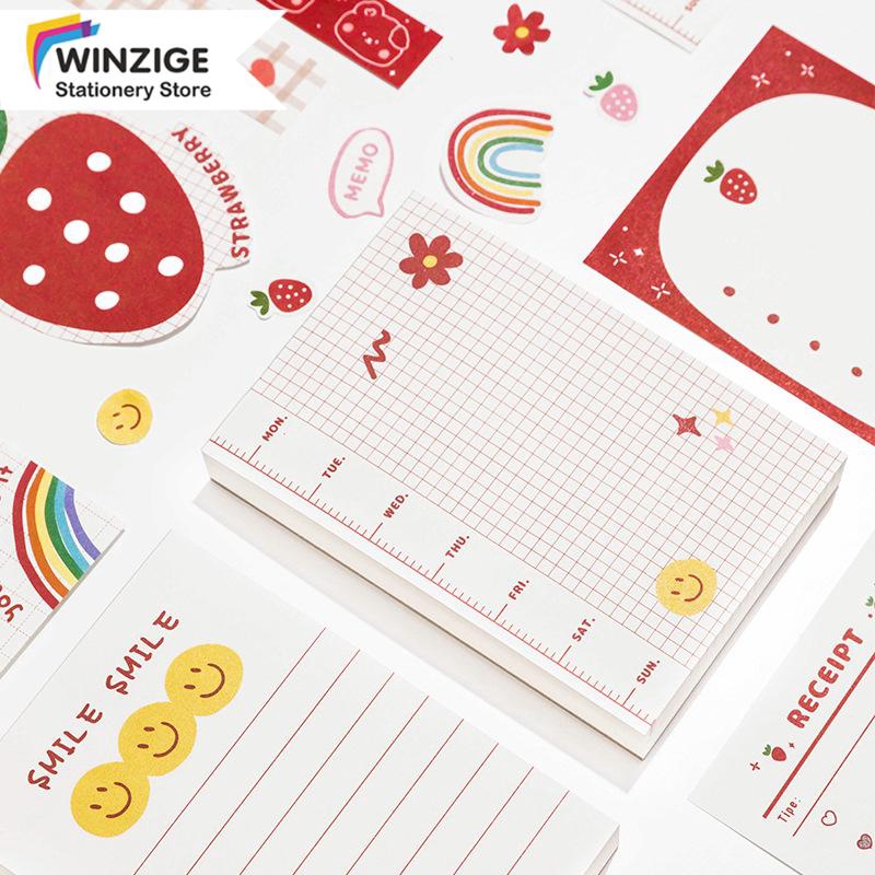 

Lovely Strawberry Memo Pad Weekly Plan Grid Daily Memo Paper Supplies Stationary 100 Sheets