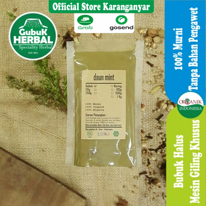 

BUBUK DAUN MINT 100 GRAM - Mentha - HALUS - ASLI - TANPA CAMPURAN