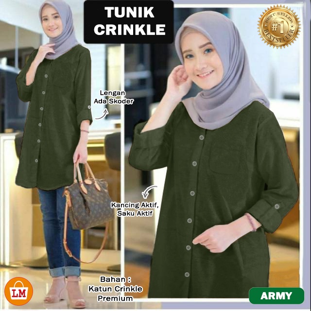 TERMURAH TERLARIS Baju Atasan Muslim Wanita TUNIK CRINKLE JUMBO XL-XXXL LM 28562-28568