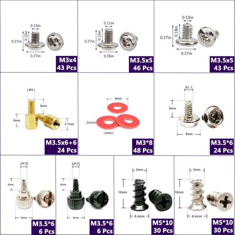 Bt M3 M3.5 KB5 Stainless Phillips Pan Untuk Kepala Sekrup Mur Pencuci Assortment Kit