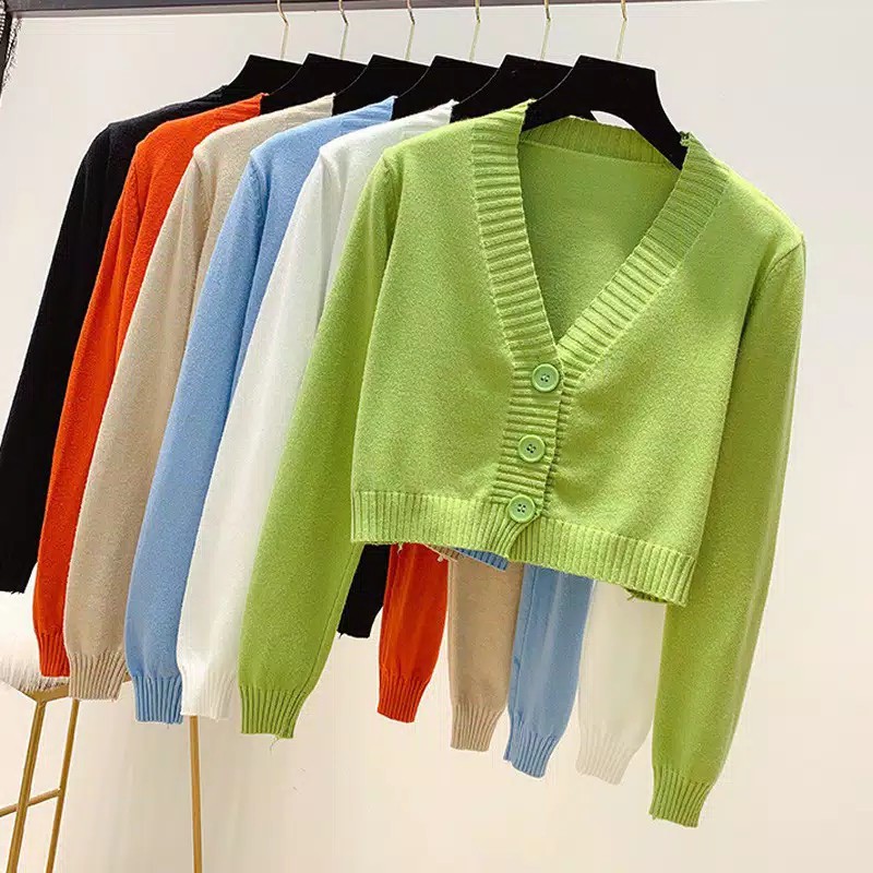 Korean Style / Bailey Cardy / Cardy Rajut Crop / Cardigan Wanita / Sweater Crop Rajut Wanita