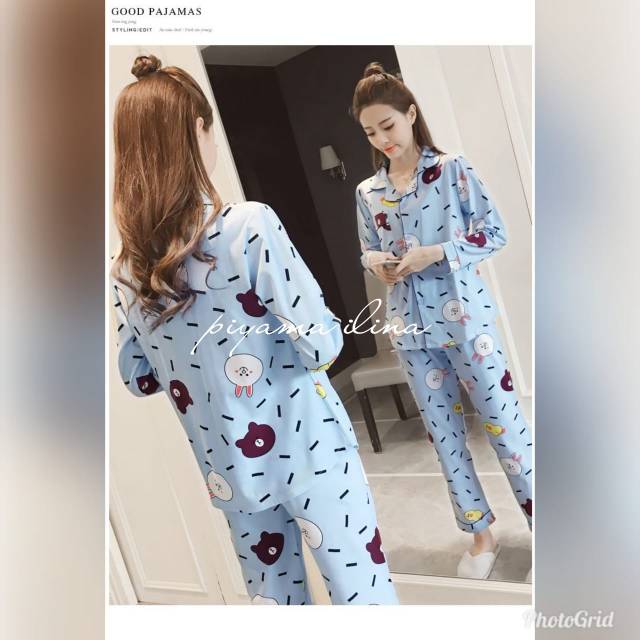 DW-53PP Piyama Wanita Dewasa / Baju Tidur Wanita Kaos Import Motip Line