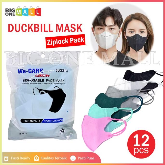 Masker Duckbill 3ply We- Care, Masker Duckbil Warna Warni 3 Ply 12pcs -bigonemall Segera Beli