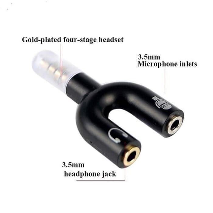 Audio Splitter Jack 3.5mm to dual female U Shape 2in1 (Mic &amp; Audio)