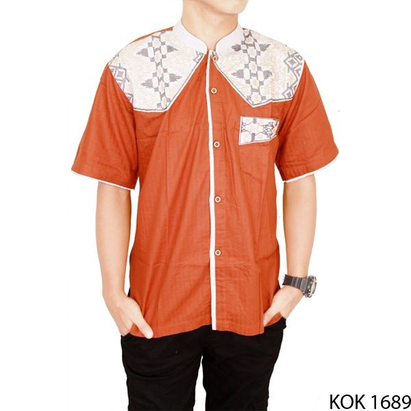 Baju Lengan Pendek Koko Katun Orange – KOK 1689