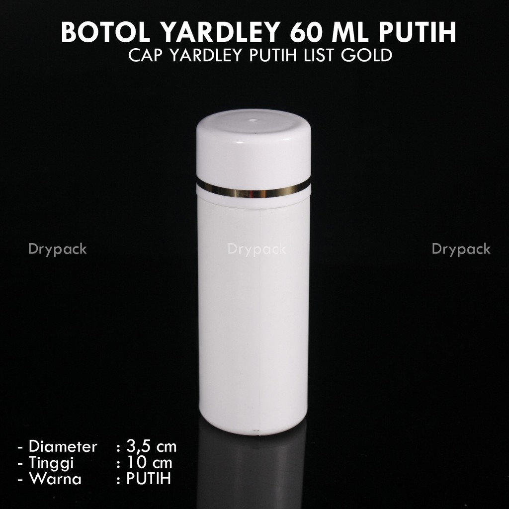 Botol yardley 60 ml / Botol toner 60 ml putih list silver/gold