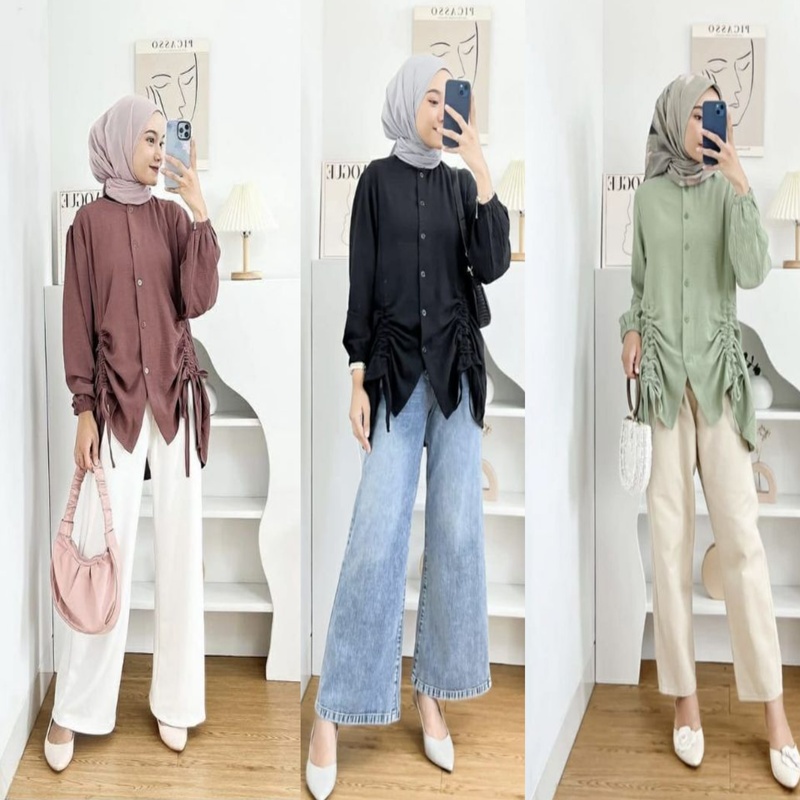 KEMEJA SERUT CRINKLE AIRFLOW - BLOUSE SERUT AIRFLOW - LOCANA MEGAN BLOUSE