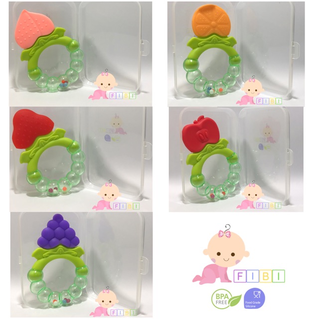 FIBI Teether Bayi Buah Gigitan Baby Fruit Mainan Mulut Sikat Gigi Lucu