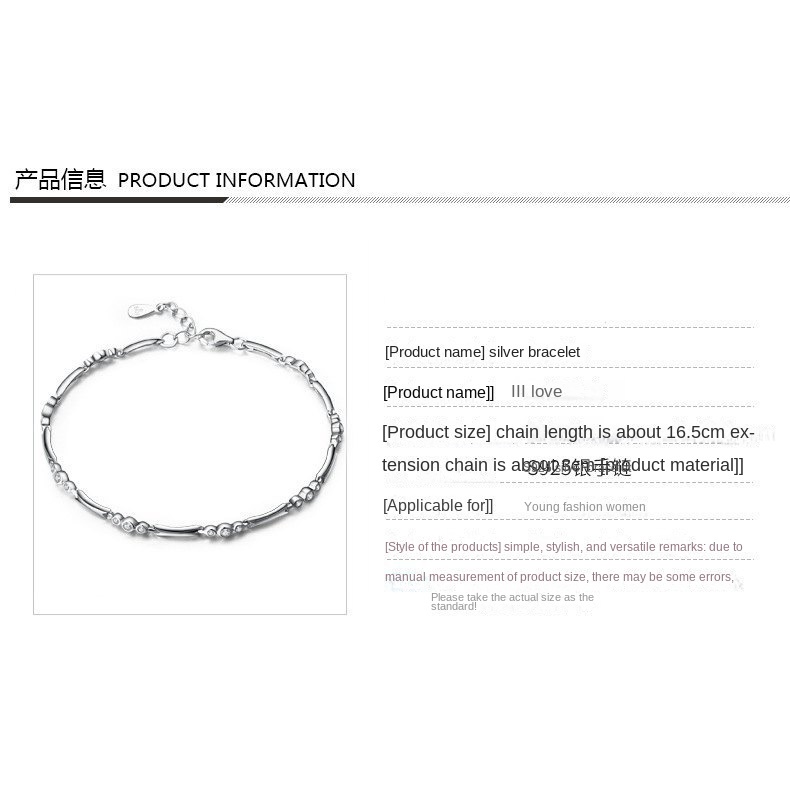 Gelang Bahan Stainless Steel 925 Silver Plated Gaya Korea Untuk Wanita