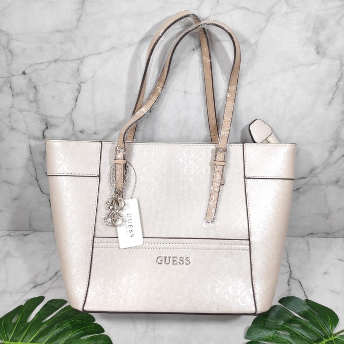 Terlaris Tas Wanita Guess Delaney Tote Bag Original GUESS - Putih