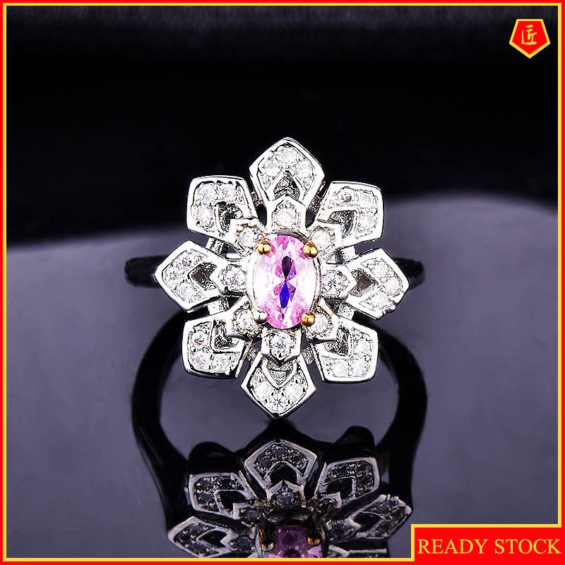 Fashion Luxury Yellow Diamond Snowflake Ring Open Ring