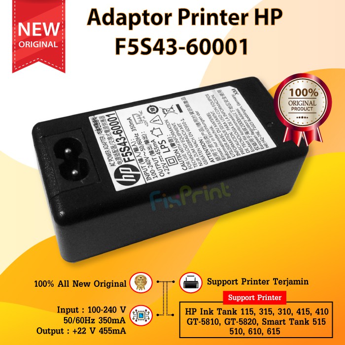 Adaptor HP Deskjet 1115 3830 2130 3635 New Original Power Supply 22v