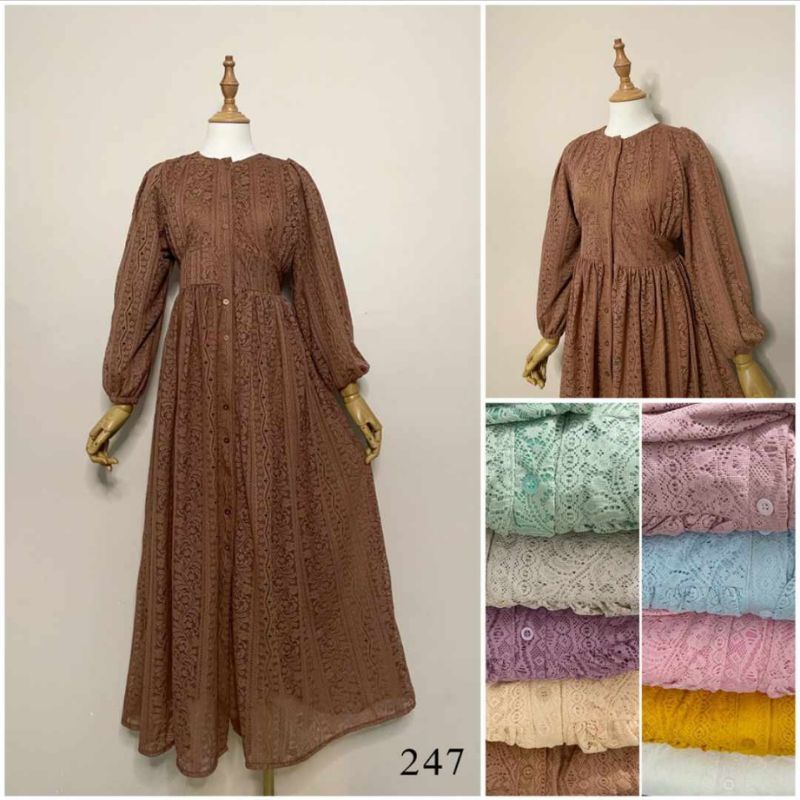 Gamis Lesti brukat Jadore, gamis lesti, gamis lebaran, dress bkk, dress kekinian
