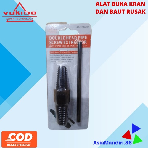 Alat buka kran keran air patah 1/2 inch , Alat pembuka baut patah 3/4 inch Pipe Extractor YUKIDO