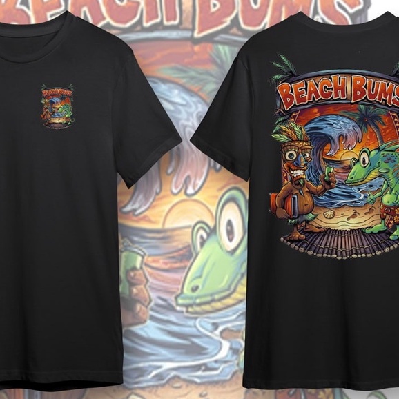 New Kaos Pria BEACH BUMS Black Baju Kaos Distro Kaos Gambar Printing Kaos Pria