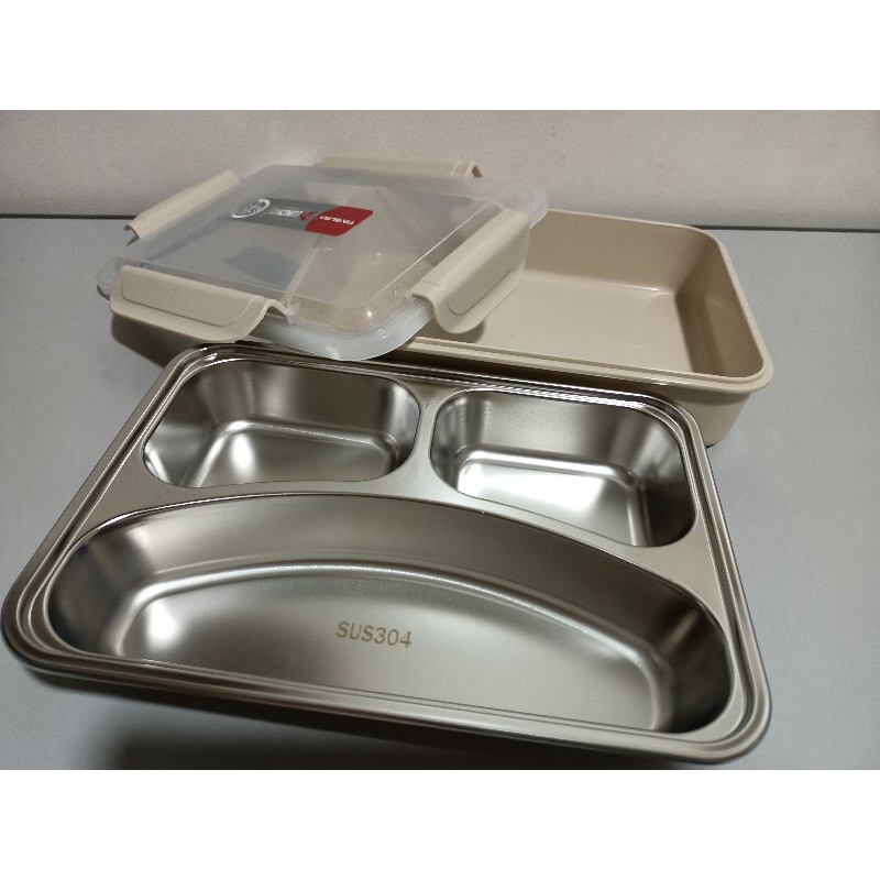 kotak makan stainless 304 3sekat 880ml/lunchbox stainless 304 3sekat