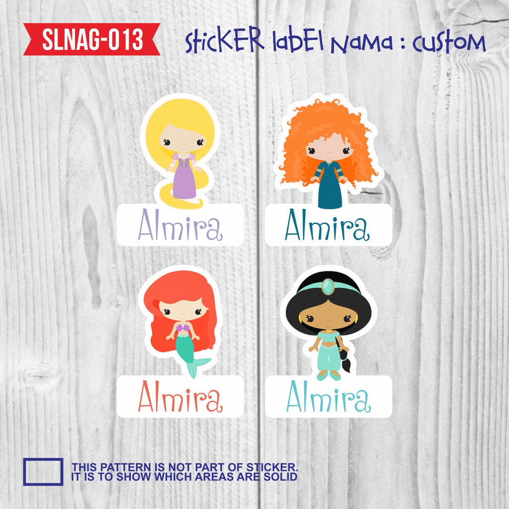 Sticker Label Nama Anak Kartun Cewek Girl Perempuan Peri Puteri